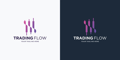 creative of trade logo with unique concept flow design illustration for financial company.