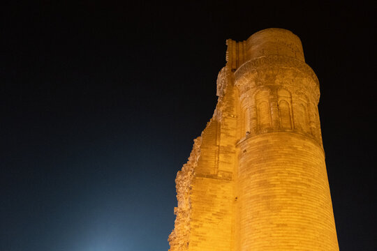 basra, iraq - January 16, 2023: photo of vintage minaret of historic imam ALI mousque in alzubair town in Basra city