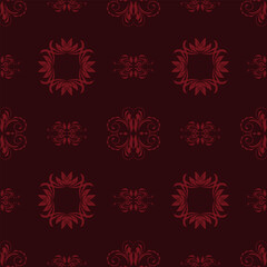 Seamless pattern damask red wallpaper.