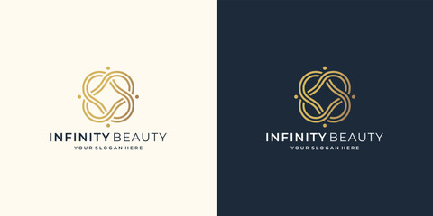 infinity beauty geometry double line art style logo template. creative concept line shape loop infinite icon design.