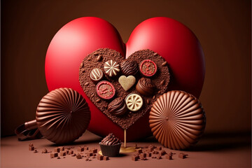 Valentines day theme chocolate, Generative AI