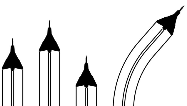 Simple illustration of fighter jet (Avro Arrow). Line art, clipart, graphic, icon, object, shape, symbol, etc. PNG with transparent background. Design elements for websites and other graphics.