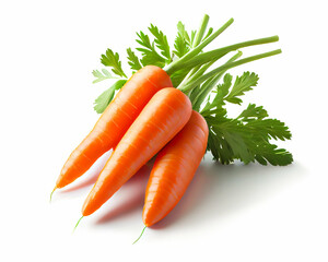 Fresh raw carrot isolated on white background.