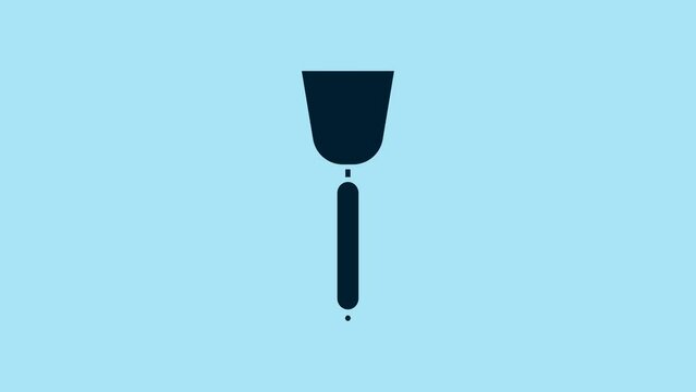Blue Spatula icon isolated on blue background. Kitchen spatula icon. BBQ spatula sign. Barbecue and grill tool. 4K Video motion graphic animation