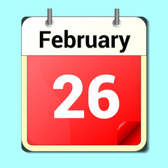 Fototapeta premium February 26, Natural notebook Calendar. Business concept text