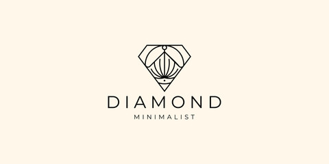 abstract lines diamond gem logo template. minimalist mono line diamond inspiration.