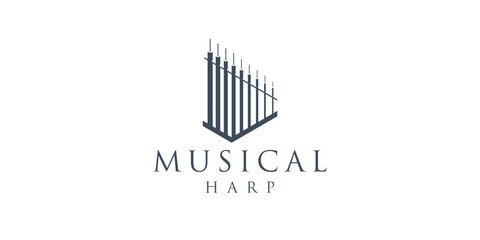 musical Harp Logo Icon Design Template Vector Illustration with business card design.