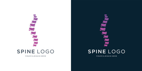 Abstract spine vector logo template. Spine bones illustration. Merging round shapes.