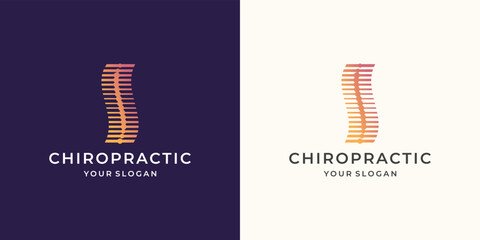 vertical of chiropractic logo. blind vertical spine logo with linear style concept design.