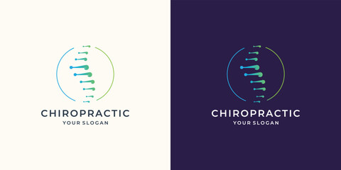 symbol chiropractic logo template with circle frame shape design inspiration.