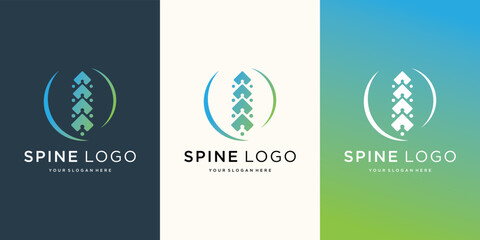 clean of symbol spine logo set design. vertical spine logo template with circle frame shape design
