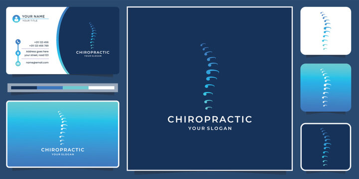 creative of chiropractic logotype template with business card design and gradient color.