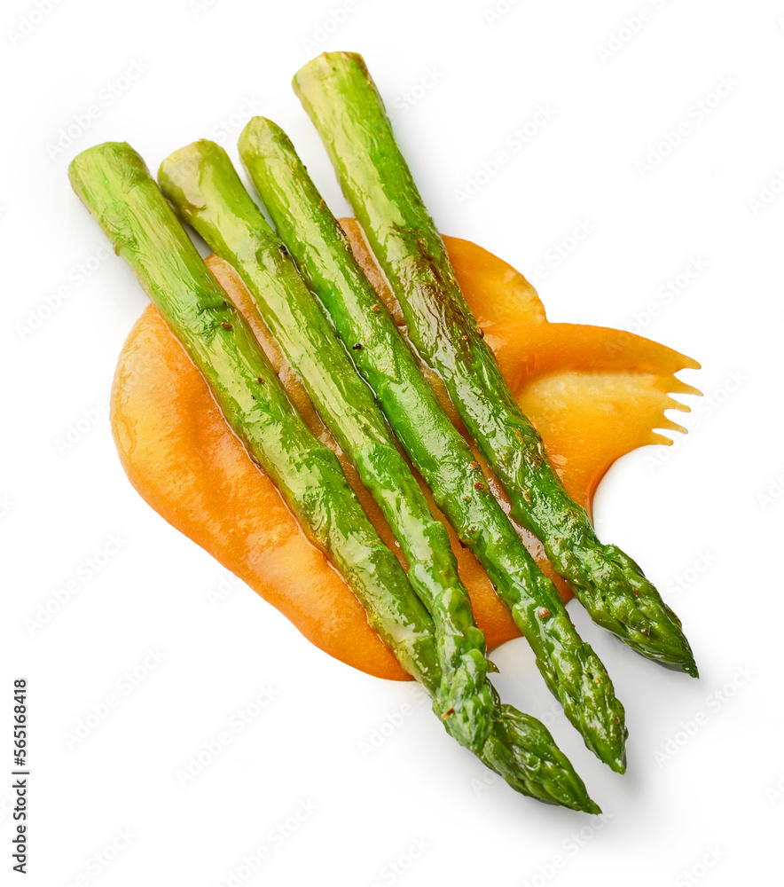 Sticker roasted steamed asparagus