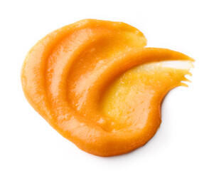vegetable puree on white background