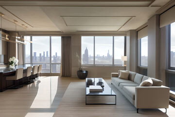 photo of luxury modern designed apartment on a high floor in New York