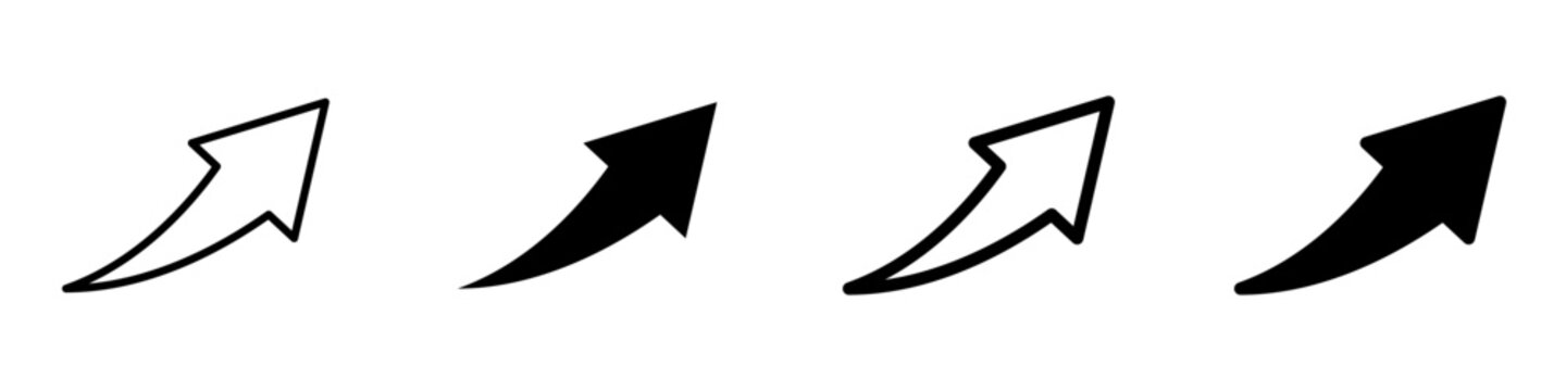 Conjunto de iconos de flecha curva hacia arriba. Flecha de crecimiento. Ilustraci&oacute;n vectorial