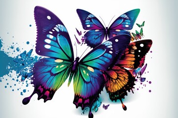 Fototapeta na wymiar Colorful butterfly illustration on white background