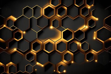 abstract hexagonal black and gold background