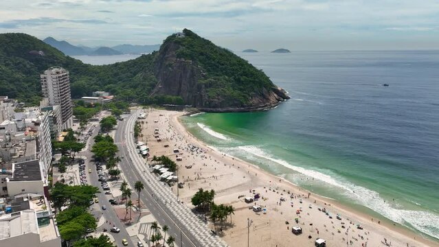 Leme Beach At Downtown Rio De Janeiro In Rio De Janeiro Brazil. Travel Destinations. Tourism Scenery. Downtown Rio De Janeiro At Rio De Janeiro Brazil. Summer Travel. Tropical Scenery.