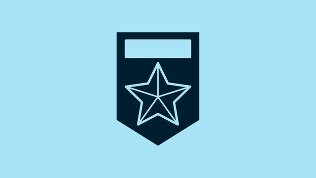 Blue Chevron icon isolated on blue background. Military badge sign. 4K Video motion graphic animation