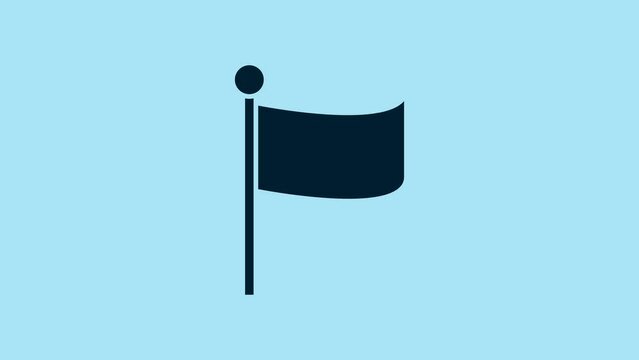 Blue Flag icon isolated on blue background. Location marker symbol. 4K Video motion graphic animation