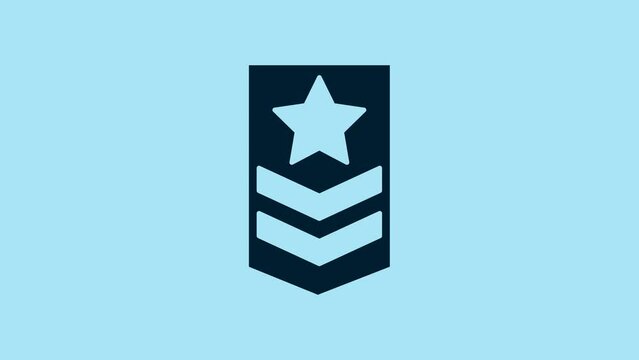 Blue Chevron icon isolated on blue background. Military badge sign. 4K Video motion graphic animation