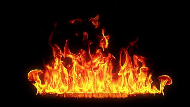 Super Slow Motion Shot of Fire Flames Isolated on Black Background at 1000fps.