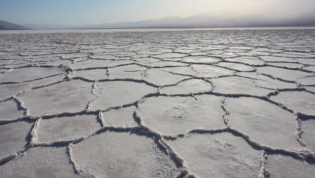 Death Valley National Park California salt flats at the hot, heat filled Badwater region. 