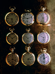 Nine gold watches