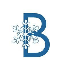 Decorative typographic font with the author's hexagonal snowflakes. Image for decorating a winter holiday. Typographic initials