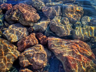 Rocks under crystal clear water