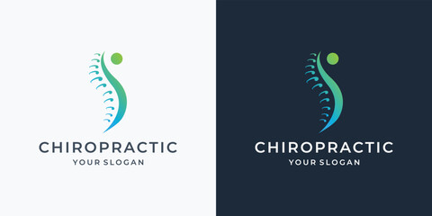 Chiropractic, massage, back pain and osteopathy icon logo design template