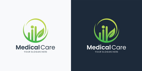 medical People Care Logo and Icon Template with circle frame shape design.