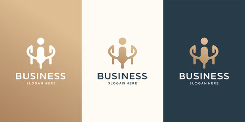 Abstract people vector logo design represents teamwork, diversity, signs and symbols.