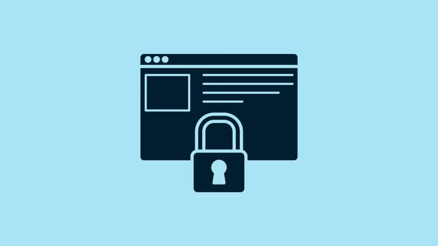 Blue Secure your site with HTTPS, SSL icon isolated on blue background. Internet communication protocol. 4K Video motion graphic animation