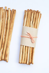 Bread sticks on white background