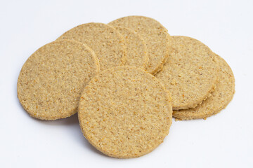 Oatcakes on a white background.