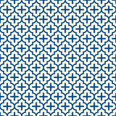 Obraz premium Seamless surface print with ogee ornament. Oriental traditional pattern with repeated mosaic tile Moroccan crosses motif