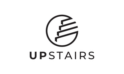 simple stairs with circle logo. modern vector design inspiration