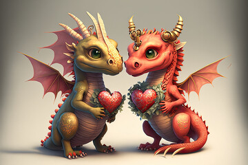 Naklejka premium Valentine's day greeting card, Generative AI