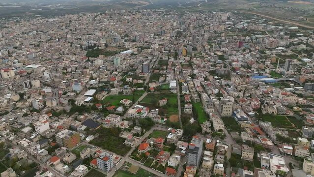 Qalqilya Governorate Palastenian National Authority, Aerial view of the city skyline
