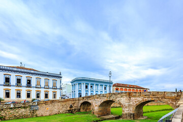 Fototapeta premium Sao Joao del Rei, Minas Gerais, Brazil: Street view of the city in a cloudy day
