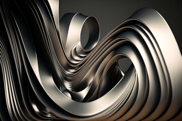 A silver wavy golden lines background, generative AI.