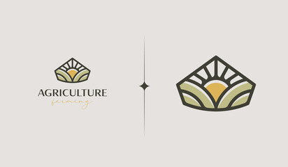 Agriculture Farm Monoline Logo Template. Universal creative premium symbol. Vector illustration. Creative Minimal design template. Symbol for Corporate Business Identity