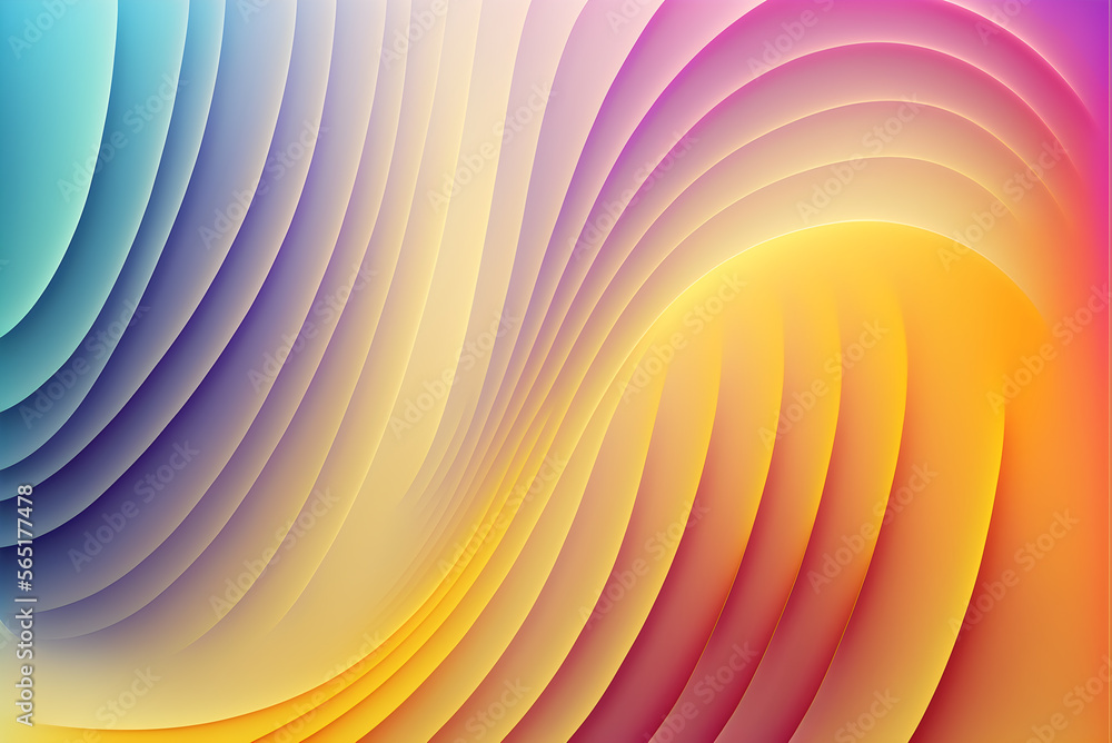 Poster background of fluid waves of bright colors and overlapping lines