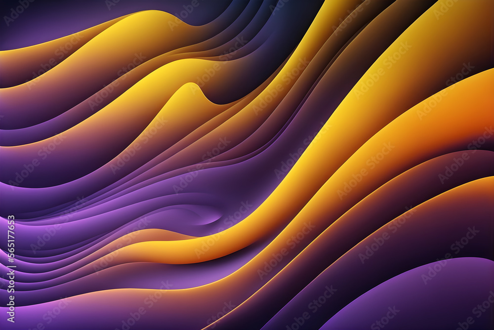 Poster background of fluid waves of bright colors and overlapping lines