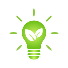 Eco green leaf icon in light bulb Bio nature green eco symbol for web and business