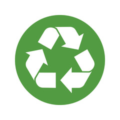 Obraz premium Green recycle sign. Moebius loop Simple icon on product packaging and box