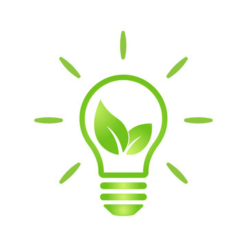 Eco green leaf icon in light bulb Bio nature green eco symbol for web and business