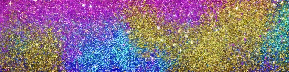 Obraz premium Panoramic image of polychromatic magical glitter. Full spectrum of a rainbow of colors